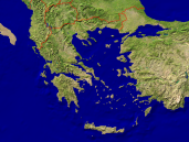 Greece Satellite + Borders 1200x900
